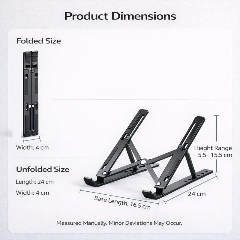 Foldable Tablet Stand, Non-Slip 6-Level Adjustable Laptop Stand Compatible with All Computers and Laptops, (Black) Black
