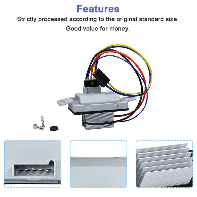 HVAC Blower Motor Resistor Kit With Harness Replacement for Chevy Silverado Tahoe Trailblazer Suburban Avalanche GMC Sierra Envoy Yukon Buick Cadillac Escalade Replaces # 15 81773, 89018778, 89019351