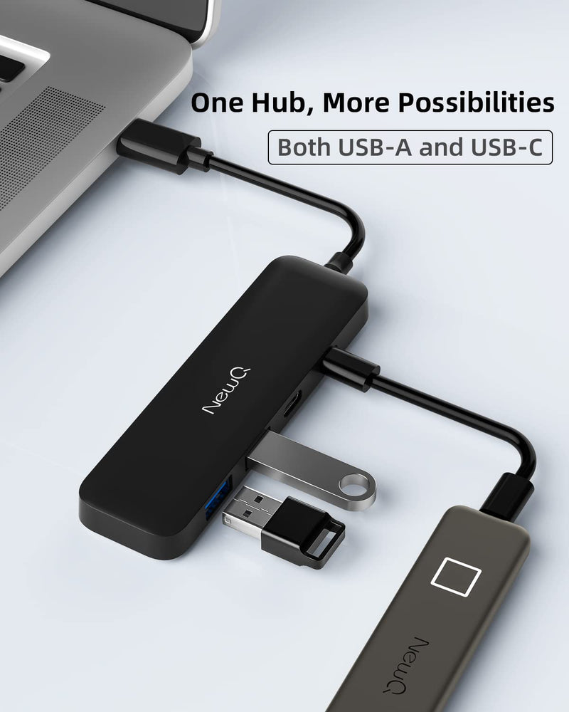 Dual USB C USB A 3.0 Hub: USB Hub 4 Ports with 2* USB-C 3.0 and 2* USB-A 3.0, Ultra Slim Portable USB Splitter Adapter for Laptop, PS4, Flash Drive, HDD, Xbox, Printer, Mouse, Keyboard, Computer 10cm