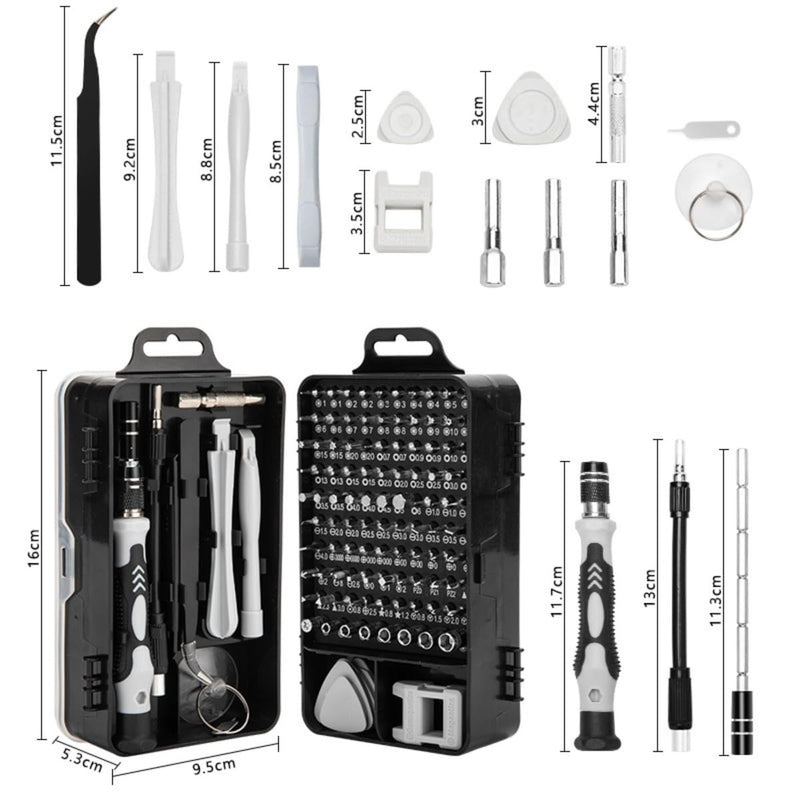 Generic Precision Magnetic Screwdriver Set 124-Piece Electronics Tool Kit with 101 Bits, for Computer, Laptop, Cell Phone, PC, Mac, iPhones Repair, Black