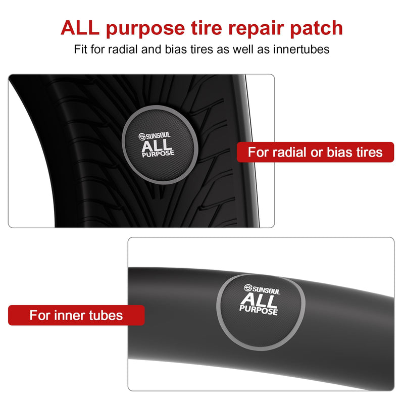 SUNSOUL 100Pcs Tire Repair Patch 45mm,Round All Purpose Patches,Heavy Duty Patches,Fast Repair Cold Patch for Car Truck Motorcycle Automobile Bike Inner Tire(SGR-45/100pcs) SGR45-100pcs