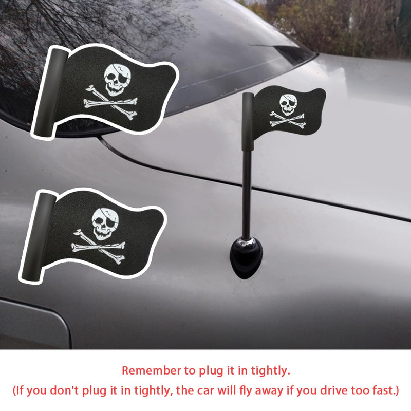 2 PCS Pirate Flag Car Antenna Topper, Skull Crossbones Creepy Automotive Antenna Decoration, Cool Pirate Flag Skeleton Auto Aearial Ball for Car Truck SUV Antennas