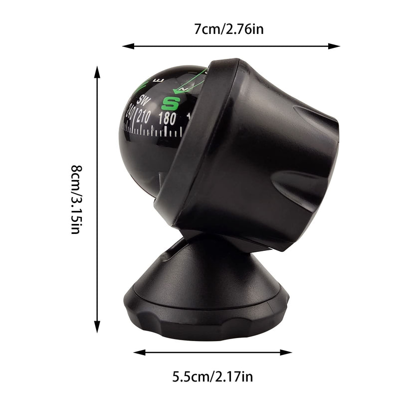 Black Adjustable Ball Night Vision Compass Boat Dash Mount, Adjustable Dash Car for Car Marine Boat Ship