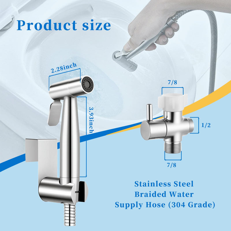 Handheld Bidet Sprayer for Toilet, IDMAX Jet Sprayer for Toilet Muslim Shower Set with 49-inch Hose and Bracket, Adjustable Bidet Attachment Water Pressure Controlfor Feminine Wash Sprayer-501B