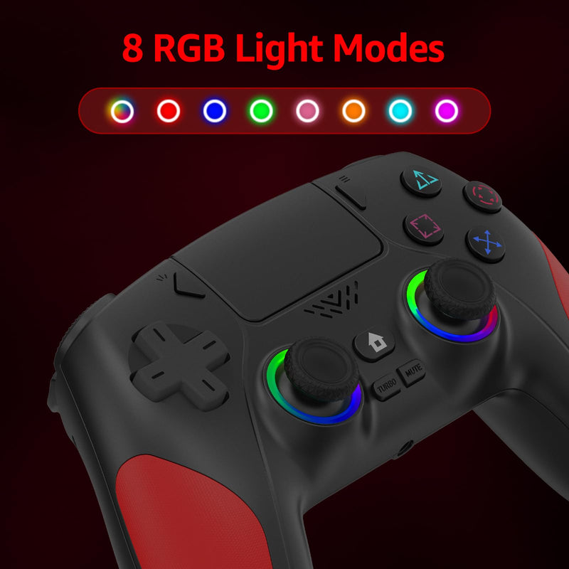 Akalyptra Wireless Controller for PS-5, Pro/Slim/PC/Steam Deck (Black) | Hall Joysticks/Trigger, Turbo, Macro Back Buttons, Dual Vibration, 6-Axis Gyro, 3.5mm Jack, Speaker, 8 Color RGB Lighting Black