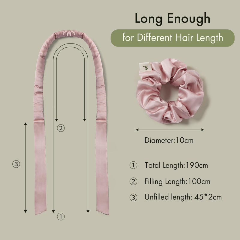 LILYSILK Women 100% Silk Heatless Hair Curler 3pc Set Silk Filled Hair Roller Rods with Adjustable Bowknot Tie Frizz-free Overnight(Rosy Pink) Rosy Pink