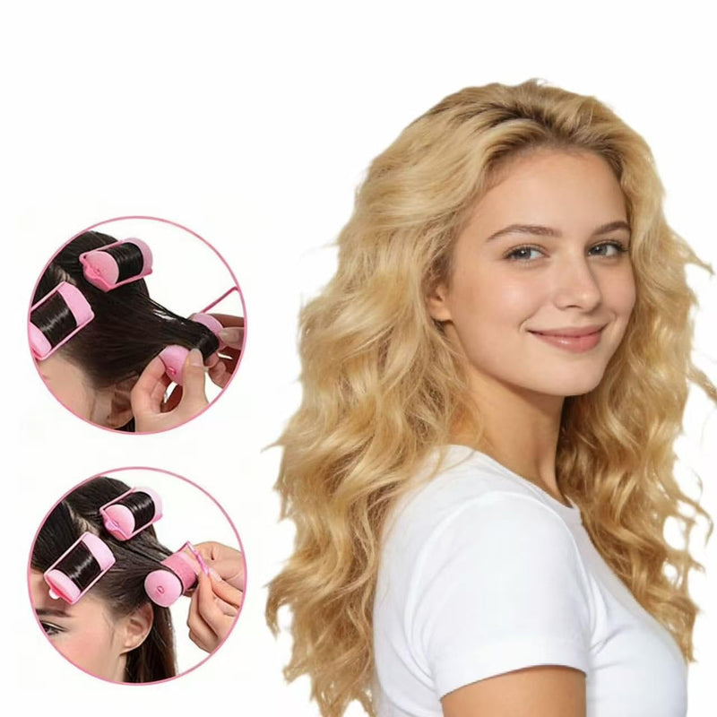 Soft Sponge Hair Rollers 12 Pack, Overnight Curlers, Pink | For overnight styling, built-in fastening bands, no separate pins or clips, gentle hold, suitable for women and girls