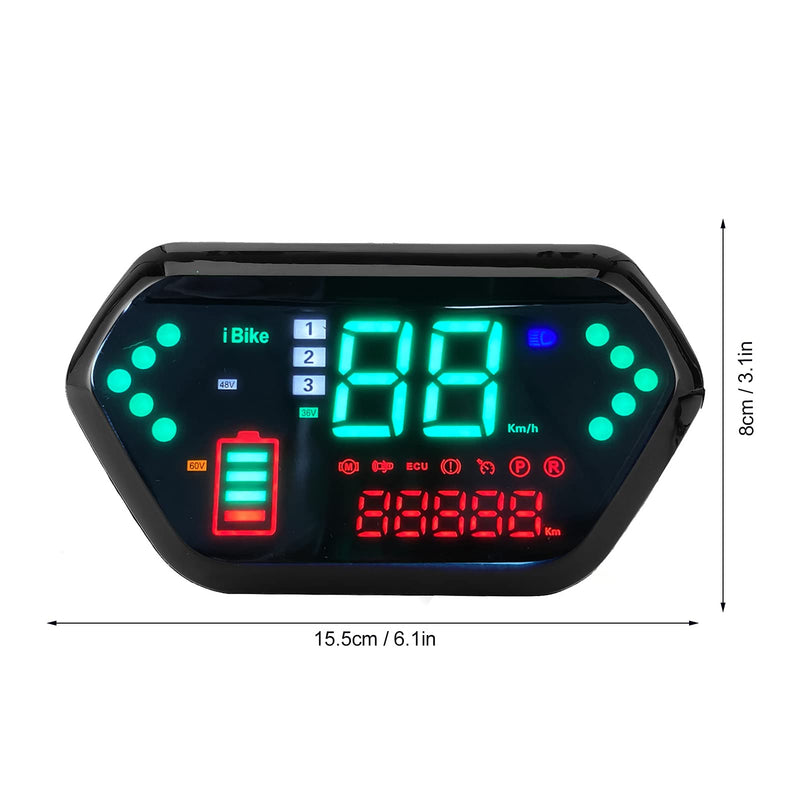Keenso Motorcycle Speedometer, 48V/60V High-Definition LCD Display Universal Digital Tachometer Odometer Gauge