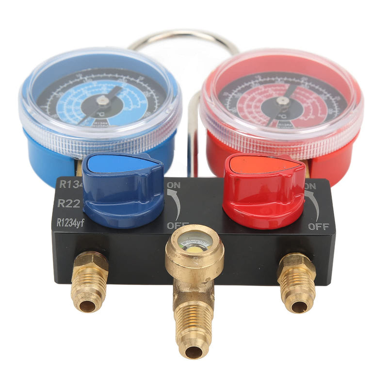 Yosoo Manifold Gauge R22 4 Pressure Gauge Refrigerant Fluorinated Enlarged for G1 R1234Yf R134A for Mini for G1 4 R22 R134A R1234Yf Miniature Manifold Fittings