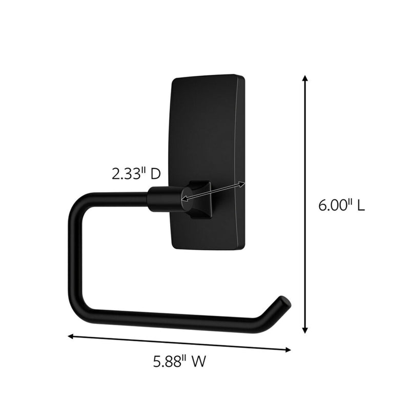 Command Toilet Paper Holder Matte Black with Water Resistant Command Strips, Rust Resistant Bathroom Organizer Large