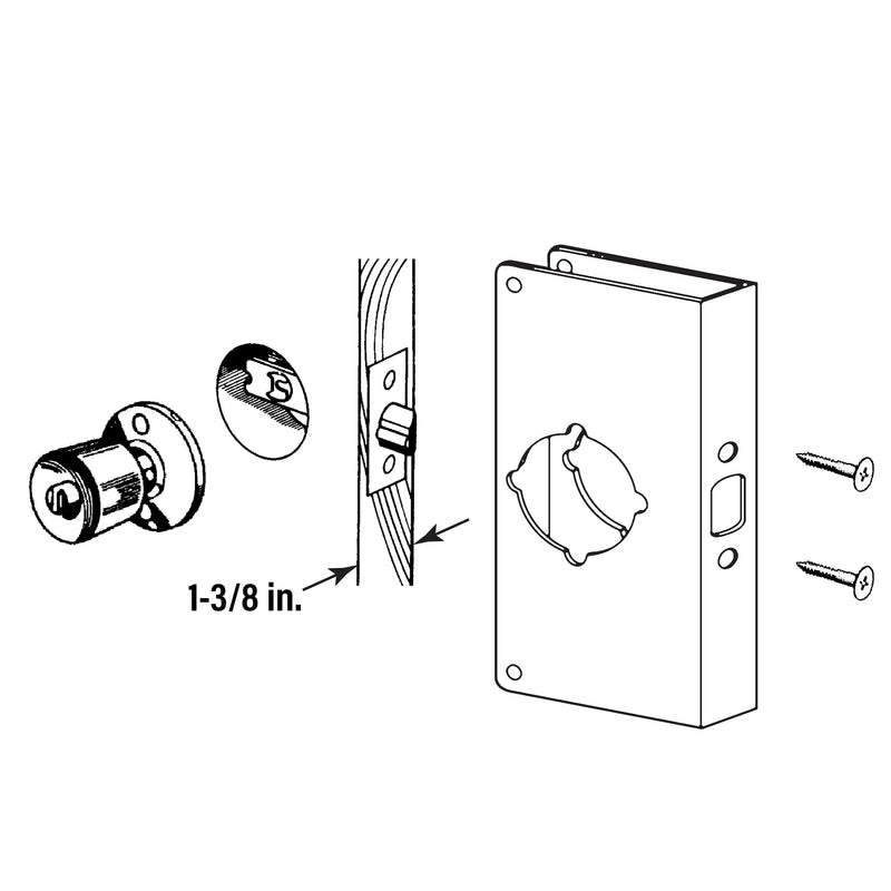 Prime-Line U 9568 Brass Lock and Door Reinforcement Plate for 1-3/8 In. Thick Doors, Antique Brass Finish (Single Pack) 1-3/8"