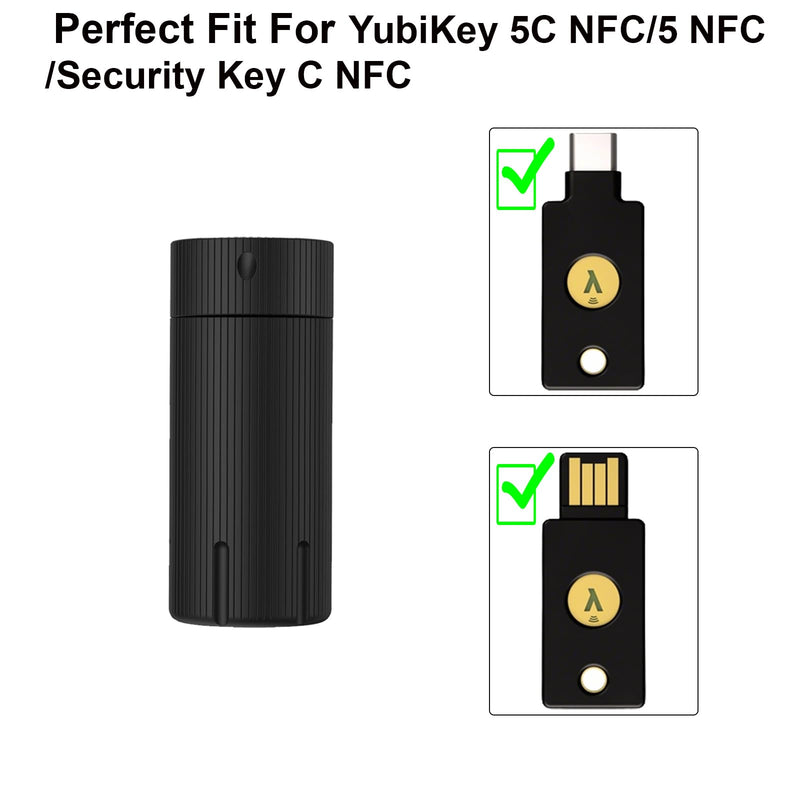 Upgrade Case for Yubikey 5/5C NFC & Security Key NFC Series | Aluminum Alloy Waterproof and Shockproof Cryptocurrency Wallet Security Case-Black Black 1 Groove