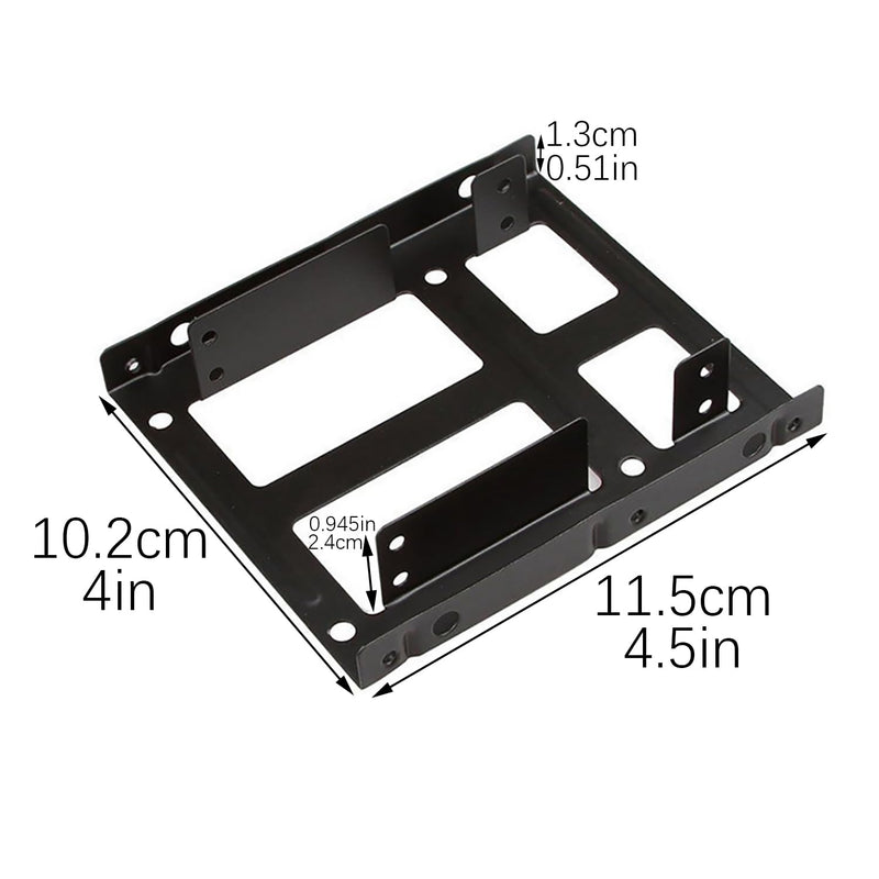 RLECS Dual SSD/HDD Metal Mounting Bracket with Screwdriver/Screws/SATA Power Cable/Data Cable Set