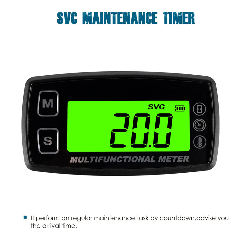 Runleader Digital Oil Water Temperature Gauge,Real-time RPM Display,Alert Temperature&RPM,Working Hours Tracking for Lawn Mower Generator Dirtbike Paramotor Outboard Motor Scooter Compressor.