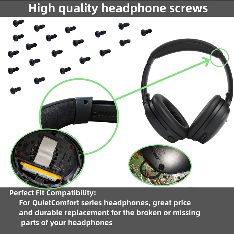 Headband Screws Replacement for Bose QuietComfort 35/QC35/QC35 II/QC45/QC25, Headphone Headband Screws Repair, Headphone Screw - 20 Packs (Black) black