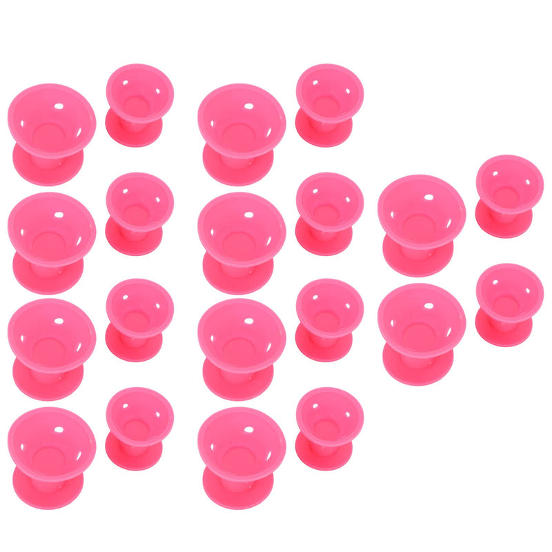 KIMISS 20Pcs Silicone Hair Rollers Set for Heatless Curls - Mushroom Shaped Hair Curlers for Women - Comfortable, Portable, and Easy to Use Care Tools in Rose Red