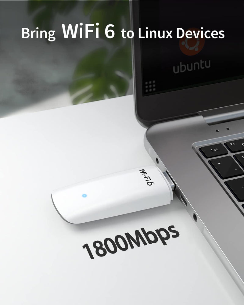 BrosTrend AX1800 USB WiFi 6 Adapter Linux for PC & Raspberry Pi 2+, USB WiFi Adapter Linux Compatible with Ubuntu, Mint, Debian, Kubuntu, Mate, Zorin, PureOS, Windows 11/10, Wireless Dongle Dual Band