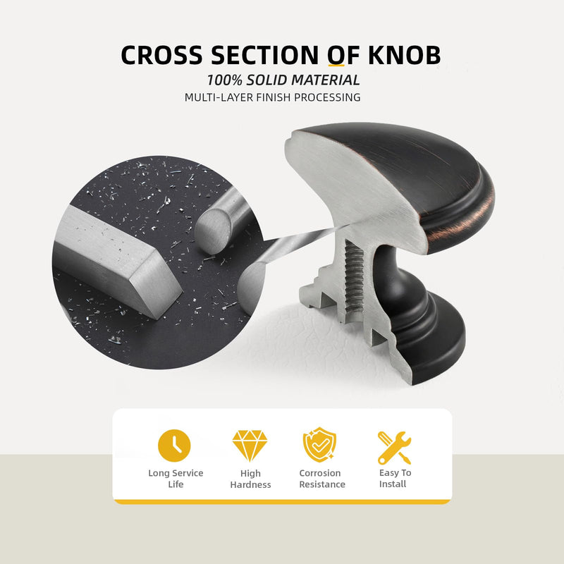 Goldenwarm 10 Pack Oil Rubbed Bronze Cabinet Knobs Solid Cabinet Hardware Oil Rubbed Bronze Dresser Knobs Zinc Alloy Drawer Knobs 1-1/5 Inch Diameter