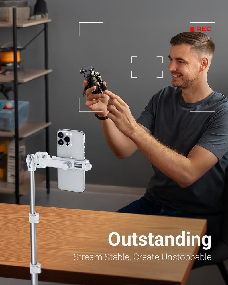 VIMOSE 66" Phone Tripod, Tripod for iPhone with Remote & Phone Stand | Extendable Cell Phone Tripod for Video Recording, Ultimate Tripod & Monopod Accessories for iPhone/Android, Monza White 66-inch