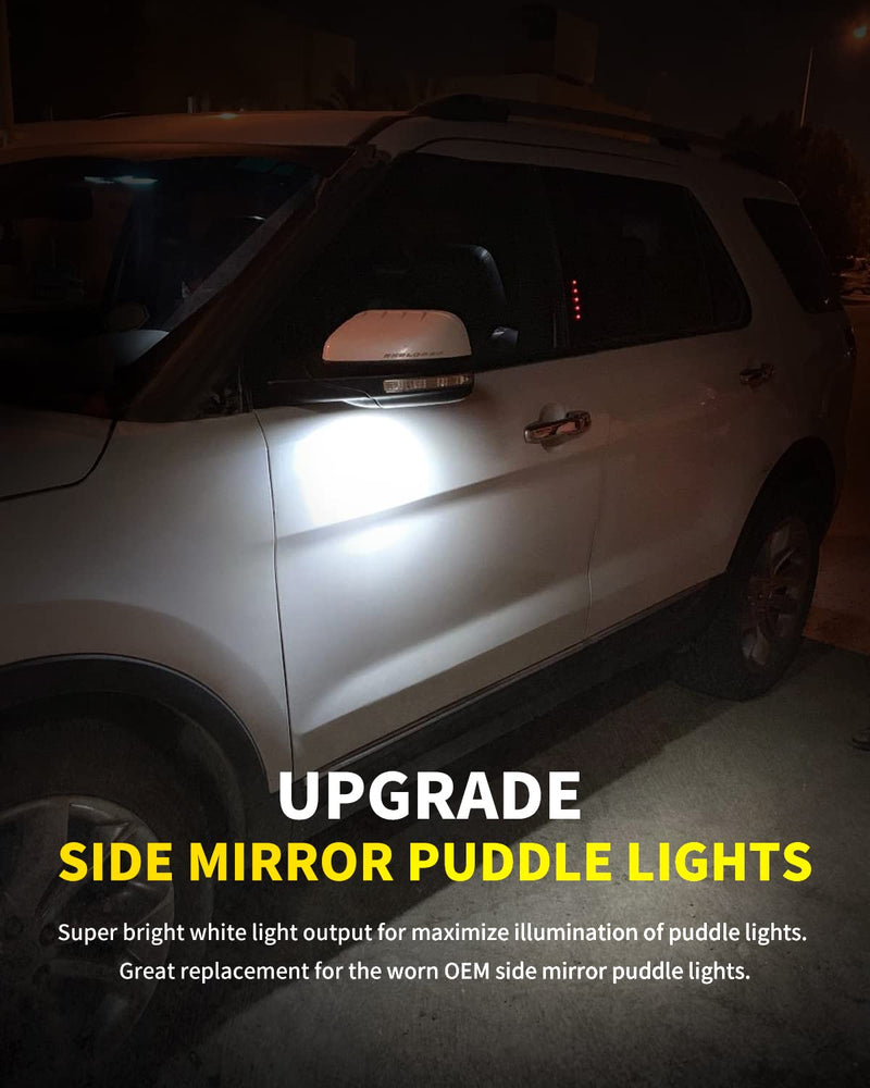 LED Side Mirror Puddle Lights Compatible with Ford F150 Explorer Edge Expedition Flex Taurus X Mirror Signal Lamp Indicator Replacement Accessories, Pack of 2