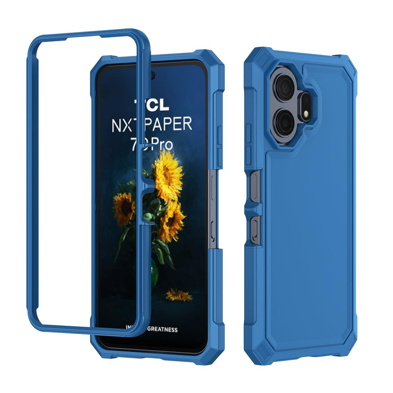 for TCL NXTPAPER 70 Pro 5G Phone Case with Screen Protector Blue | TCL NXTPAPER 70 Pro Case Full Body Protection Front PC Back Soft Silicone Bumper,Heavy Duty Protection Shockproof Corner