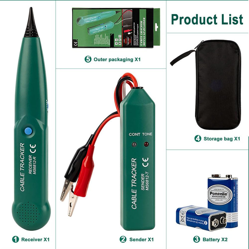 Tone Generator and Probe kit, Automotive Electrical Wire Tracer, Dead Circuit Tracer, Continuity Tester Open Finder for Diyer, Beginners, RJ45 Network RJ11 Telephone Line Tester