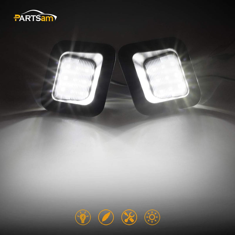 Partsam Full Led License Plate Lights Lamp Assembly Smoke Black Housing Compatible with Dodge Ram 1500 2500 3500 2003-2018 Pickup Truck Rear Step Bumper Replacement, Pack of 2