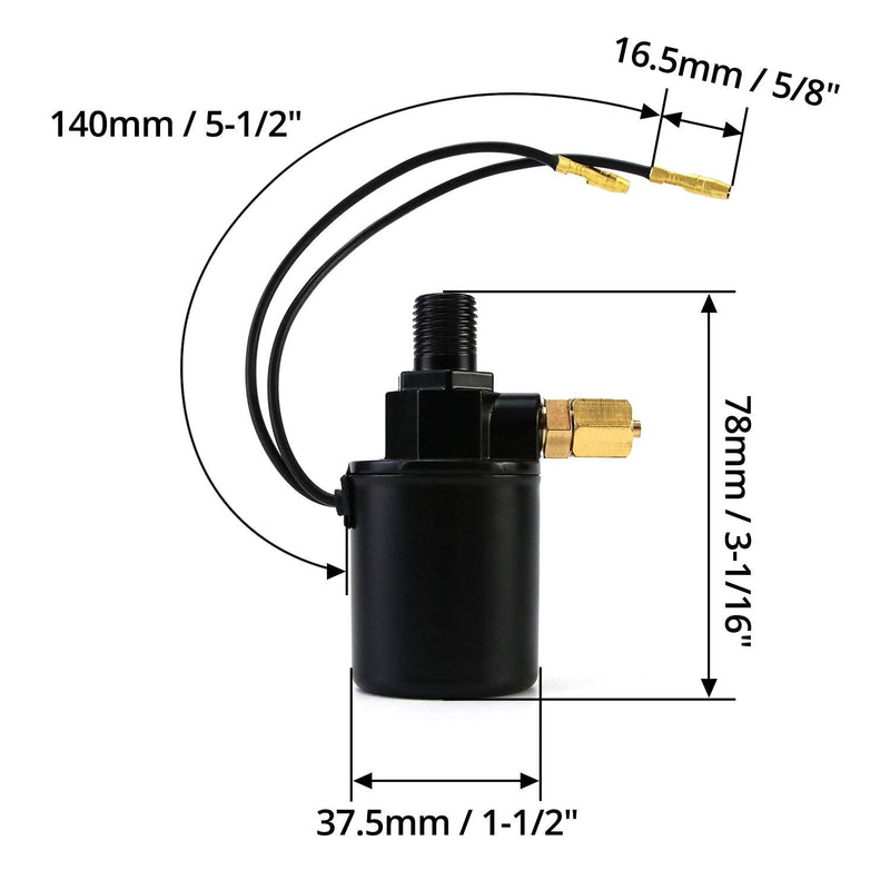 QWORK Air Horn Solenoid Valve,1/4" NPT 12V Electric Air Valve (Solenoid) for 1/4" OD Hose, Black 1/4 NPT Male-1/4 OD Hose 12V Black