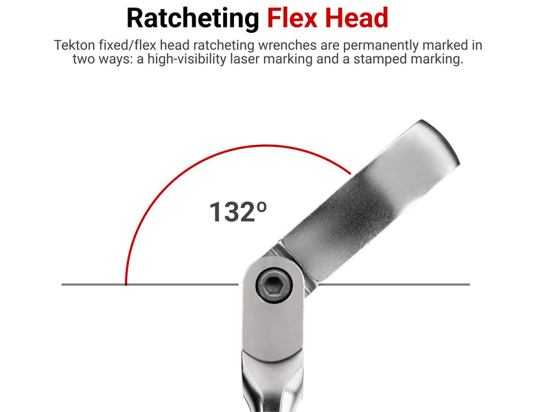 TEKTON 22 mm Long Fixed/Flex Head 12-Point Ratcheting Box End Wrench | WRB35422