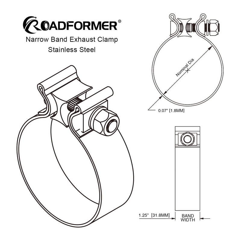 4 inch Exhaust Clamp – Narrow Band Muffler Clamp Stainless Steel for Exhaust Pipe, Muffler and Exhaust System Repair (2 Pack) 4"