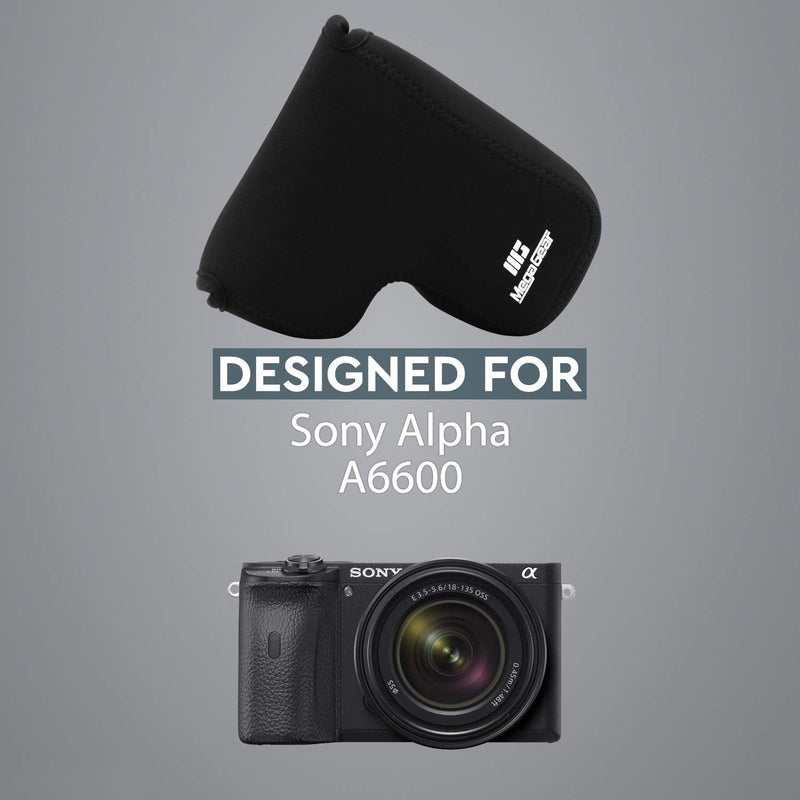 MegaGear Ultra Light Neoprene Camera Case Compatible with Sony Alpha A6600, Black (18-135mm) (MG1866), PU Leather One Size