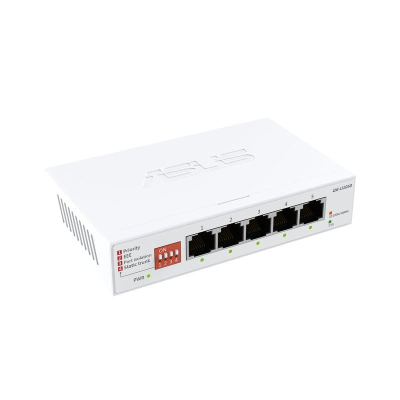 ASUS QG-U1050, 5-Port 2.5G Unmanaged Switch, Support 4 Intelligent Modes, Home Network Hub, Office Ethernet Splitter, Plug and Play, Easy Setup, Desktop, Silent Operation
