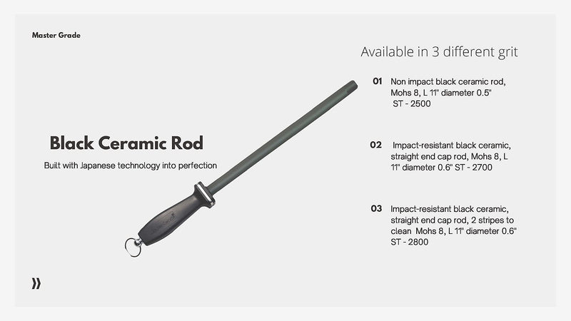 Impact Resistant Black Ceramic Finish Knife Sharpener Rod, Knife Honing Rod, knife sharpeners for kitchen knives L 11″ D 0.6” Black Ceramic 11" 8 Mohs