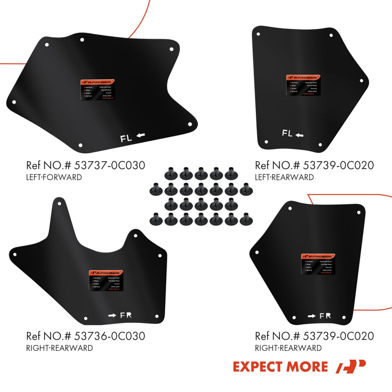 A-Premium Splash Guards Fender Liner Shields Compatible with Toyota Tundra Sequoia 2007-2020 Front and Rear 4-PC Set For Tundra Sequoia 2007-2020