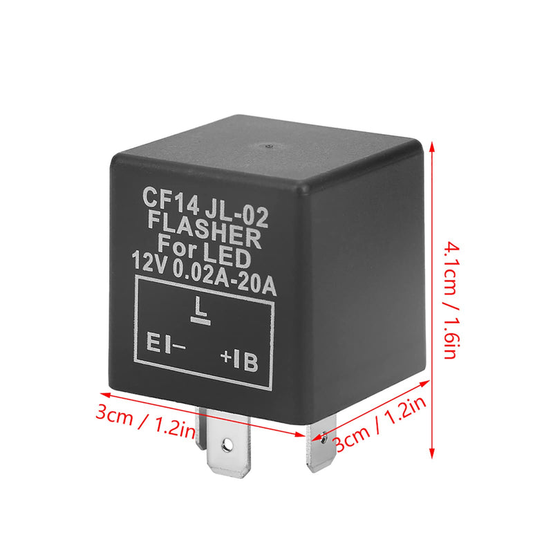 12V LED Flasher Relay, CF14 JL-02 3 Pin LED Flasher Flash Relay for Car Motorcycle Turn Signal Light Hyper Flash Fix