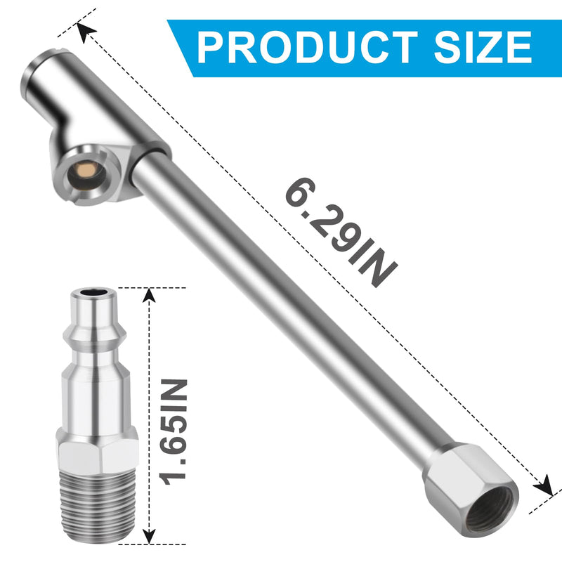 1/4" FNPT Dual Head Air Chuck, 2-Way Connection Closed Tire Chuck, Tire Air Fill Kit for Tire Inflator Gauge and Air Compressor Accessories 1 PACK SILVER