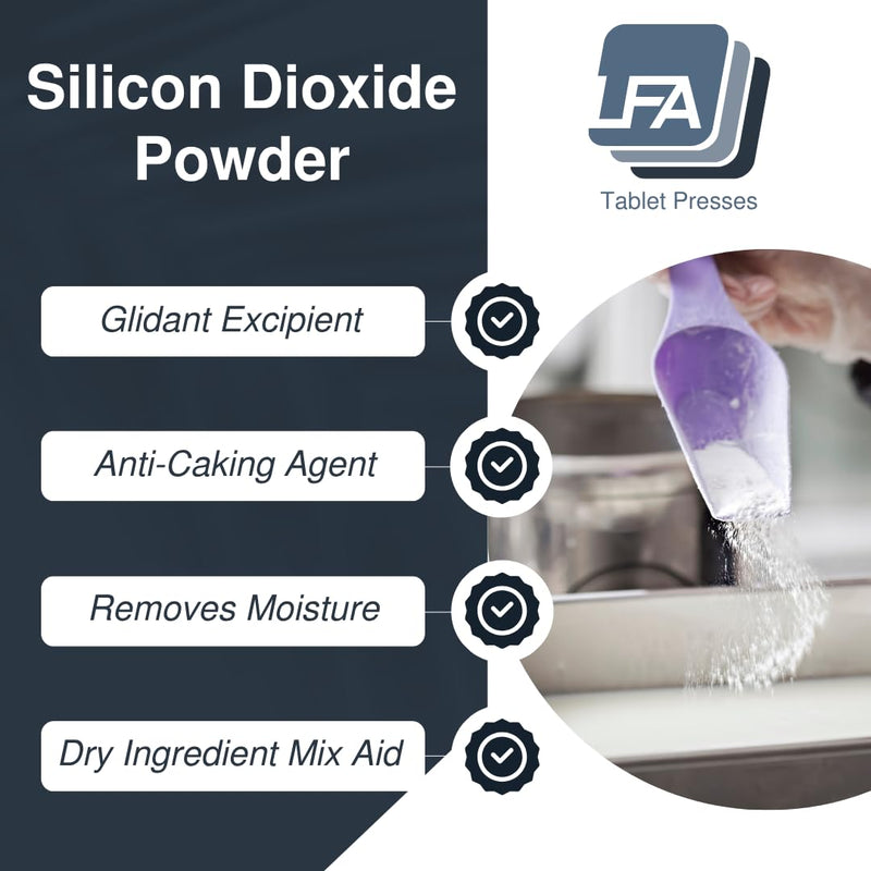 Silicon Dioxide - Anticaking Agent - 1 kg (2.2 lb) - Food Grade Silica Powder - Moisture-Absorbing Glidant for Tablet Press & Capsule Filler Pill Mix 2.2 Pound (Pack of 1)