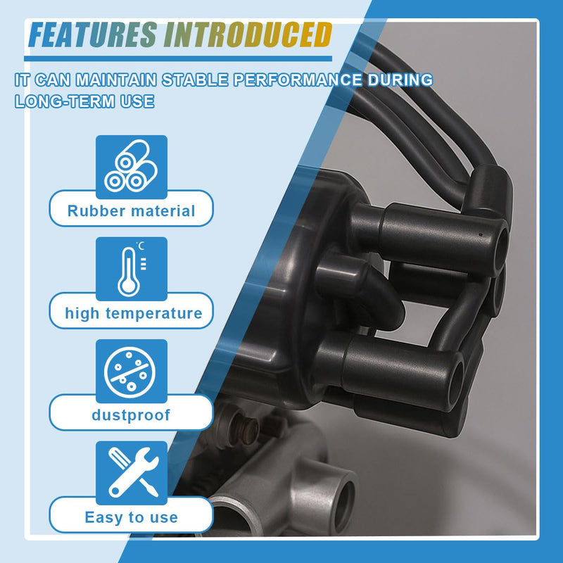 8PCS Car Spark Plug Boot Terminal Kit, Heat-Resistant Coil Boots Ignition Wires and 90 Degree HEI Distributor, Silicone Auto Spark Plug Repair Accessory, Fits 6mm 7mm 8mm 9mm 10mm