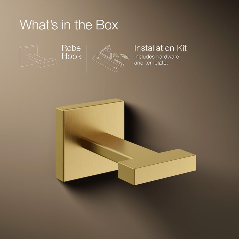 Kohler 23290-2MB Square Robe Hook, Vibrant Brushed Moderne Brass