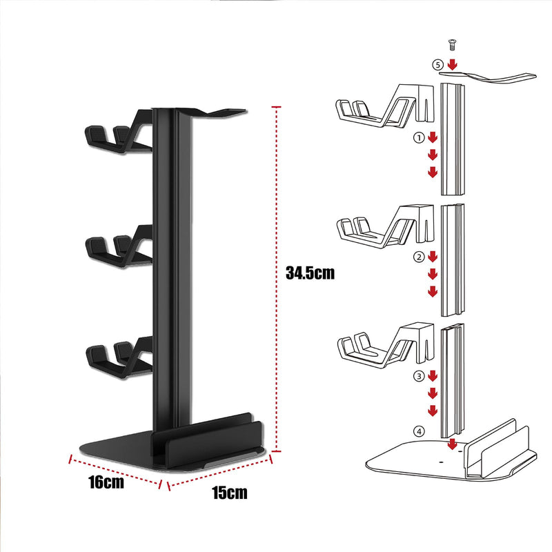 Game Controller Holder & Headphone Stand for Desk, 3-Layer Headset Holder Storage Organizer Switch/Headphones/Controller/Laptop Mobile Phone