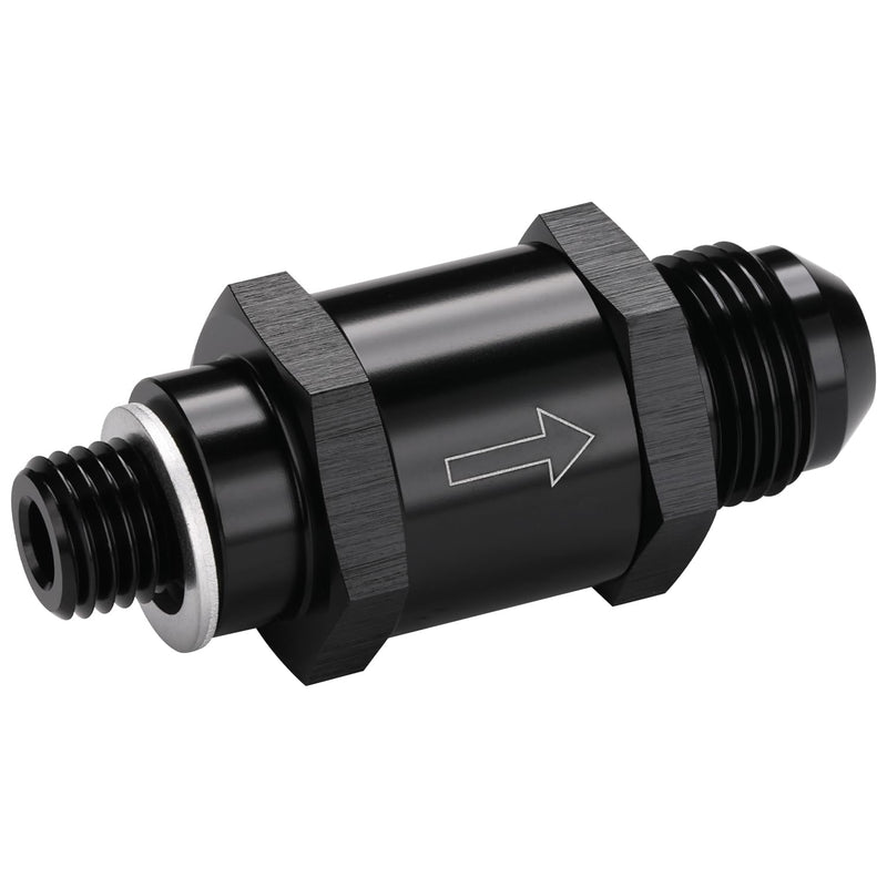 M12x1.5 Metric to 8AN Male Non Return One Way EFI Inline Check Valve Fitting Aluminum Black 8AN - M12x1.5