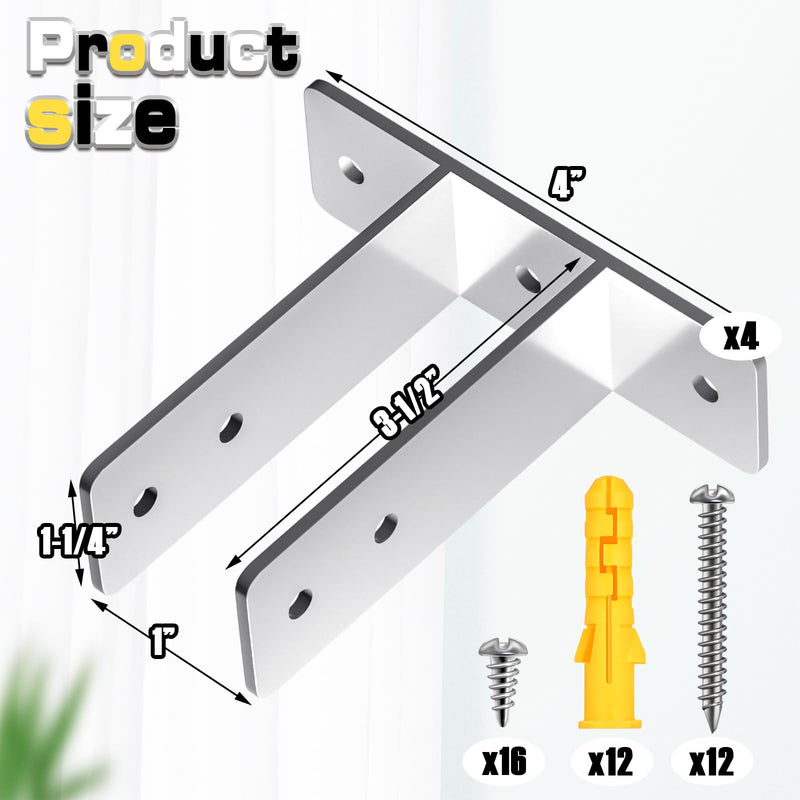 Blulu 4 Pack Urinal Screen Polished Chrome 2-Ear Urinal Screen Brackets for 1 in. Panels with Fasteners Restroom Partition Hardware for New installations or Repairs (1 Inch,Polished Chrome) 1 Inch