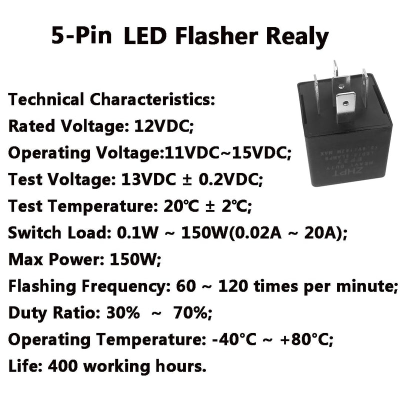 EP27 LED Flasher Relay 5 Pin Fit for 1994-2004 Ford Mustang V6, GT, Bullitt, Mach1 | 2005-2007 Ford Five Hundred | LED Electronic Turn Signal & Hazard Warn Realy, Stop Hyper Flash, EP27 Flasher Relay