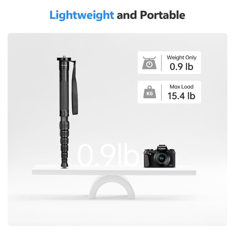 TONYBOO 61" Carbon Fiber Camera Monopod,28mm 6-Section Height,Portable Lightweight,Max Load 16 lbs,Monopod for DSLR Mirrorless Cameras Camcorders Compatible with Canon Nikon Sony