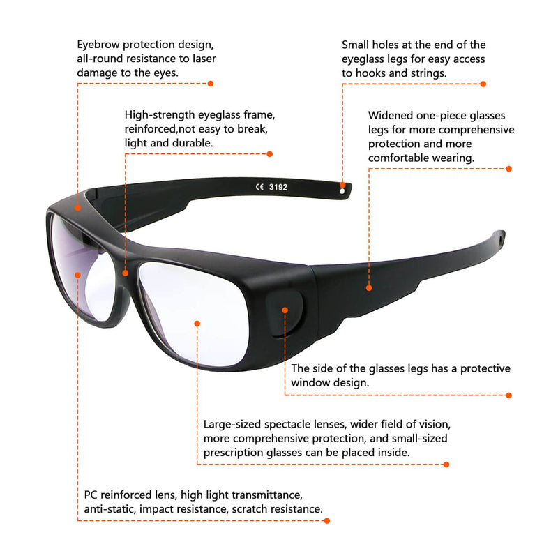 JILERWEAR CO2 Laser Safety Goggles - Reflective 10600nm Glasses Transparent