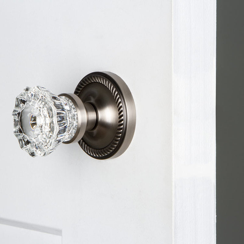 Nostalgic Warehouse Rope Rosette with Crystal Door Knob Antique Pewter SINGLE DUMMY