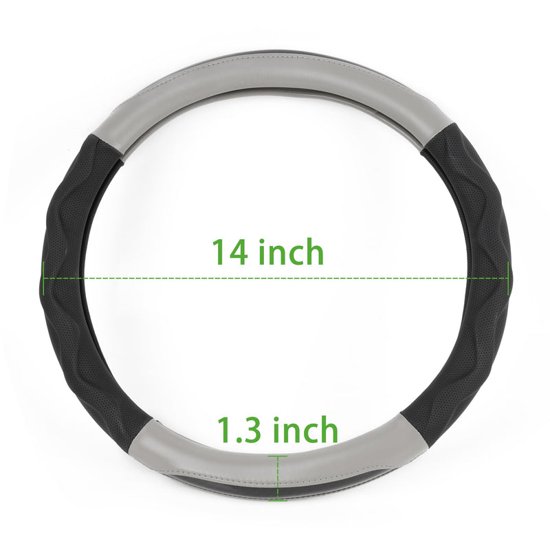 10L0L Golf Cart Steering Wheel Cover for Yamaha, Club Car DS & Precedent, 14 Inch Black Gray