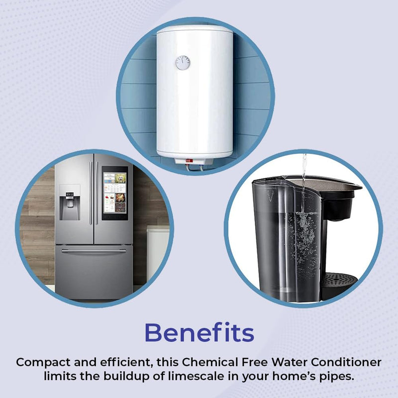 SAGEFINDS Chemical Free Water Conditioner for 3/4-Inch Pipes | Reduces Limescale Buildup, Softens Hard Water, Easy Install