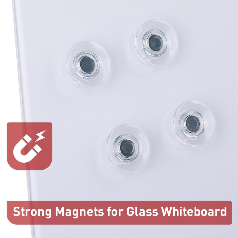 TOWON Rare Earth Magnets Large, Strong Magnets for Glass Whiteboard and Dry Erase Board, 36 Pieces Round Clear Transparent 36