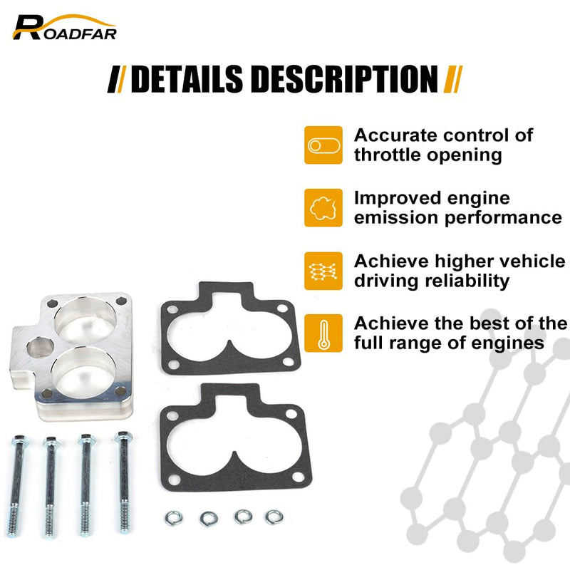 ROADFAR Throttle Body Spacer Compatible for 1994-2002 for Dodge for Ram 1500 | 1994-2002 for Dodge for Ram 2500 | 1994-2002 for Dodge for Ram 3500